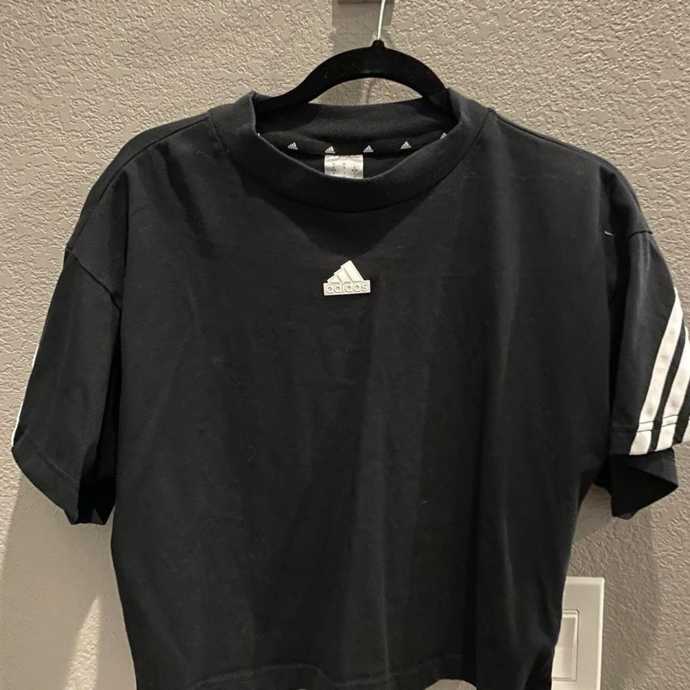 Adidas Black T-Shirt with White Accents
